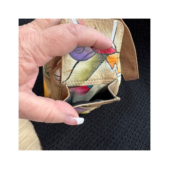 Colorful Abstract Hand Painted Leather Bag - Picture 7 of 11